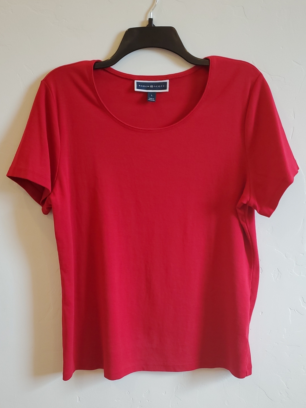 Karen Scott Vibrant Red Short-Sleeve Scoop Neck Tee